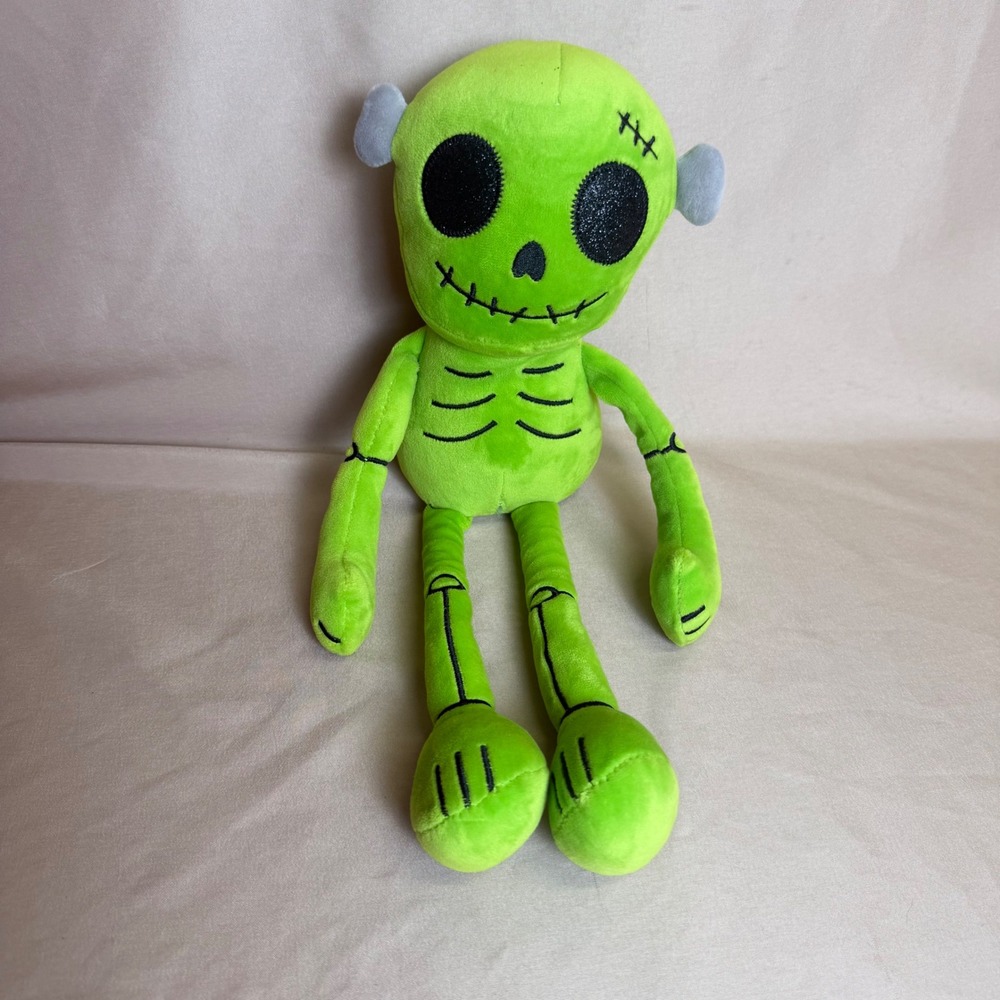 Smoochy Pals Neon Green Skeleton Frankenstein Monster Plush Soft Squishy Toy